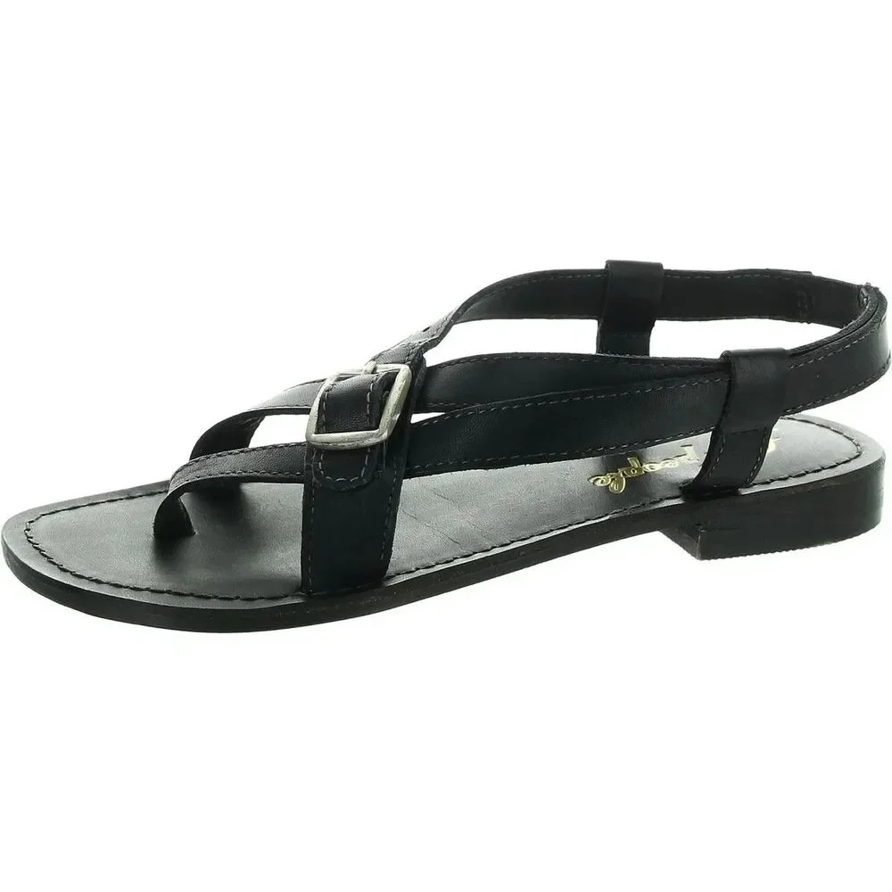 Free People Women's La Risa Black Strappy Sandals Size 10 M/ 40 Leather NIB $128